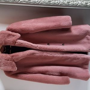 J Crew pink faux fur coat size xs